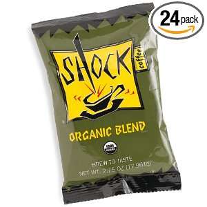 Shock Coffee Organic Blend Ground Coffee, 2.75 Ounce Bags (Pack of 24 