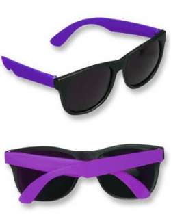  Neon Purple & Black Sunglasses Wayfarer 80s: Clothing