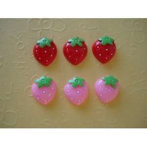  Strawberry Resin Flatback Buttons (B3 Wholesale) 
