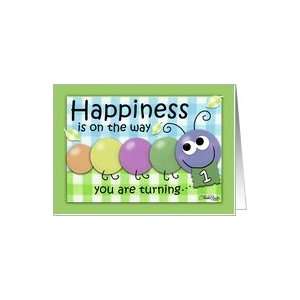  Birthday for One Year Old  Colorful Happy Caterpillar Card 