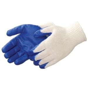  12 String Knit Palm Latex Dipped Gloves, Blue, 12 Pairs 