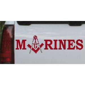 Red 12in X 3.4in    Marines with Masonic Square and Compass Military 