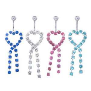 16L Surgical Steel   Blue Heart Belly Ring   14g 3/8 Length   Sold 