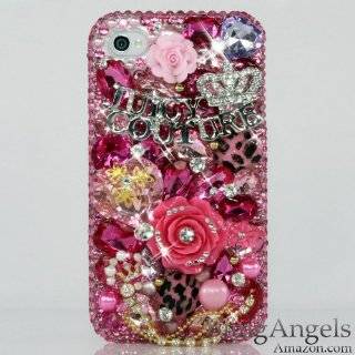3D Swarovski Pink Juicy Couture Crystal Bling Case Cover for iphone 4 