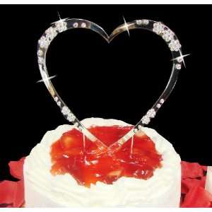   Flower Single Heart Crystal Accented Cake Topper: Home & Kitchen