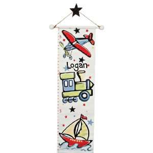  Transportation Hand Painted Canvas Growth Chart: Baby