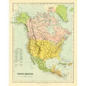  Bartholomew 1858 Antique Map of North America Office 