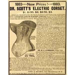 1883 Ad Geo. A Scott Electric Corset Clothing Accessories Broadway New 