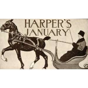 1913 Harpers Horse Sleigh Edward Penfield Mini Poster   Original Mini 