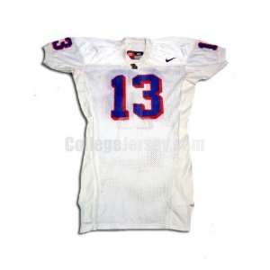  White No. 13 Game Used Kansas Nike Football Jersey Sports 