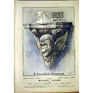  Advert Brookes Monkey Brand Soap Old Print 1897