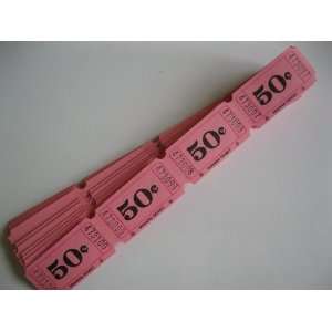  100 Pink 50 cents Consecutively Numbered Raffle Tickets 