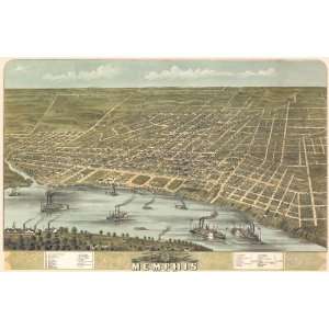  1870 Birds Eye View of Memphis by Albert Ruger: Home 