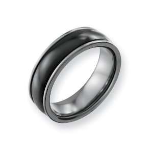  Light Weight 7mm Tungsten and Black Ceramic Comfort Fit Wedding Band 