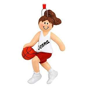  Personalized Brunette Basketball Girl Ornament