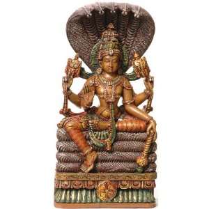  Lord Vishnu   South Indian Temple Wood Carving