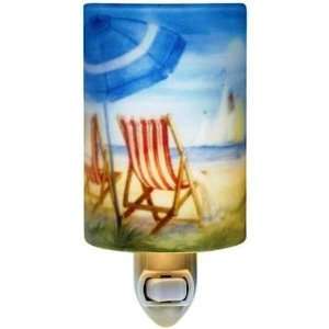    Frosted Glass Beach Chair Scene Night Light New: Home Improvement