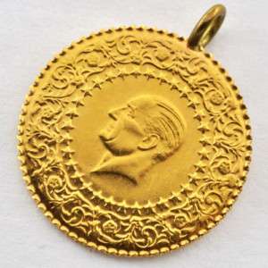 Turkey 25 Piastres / Kurush MDL 22 k Gold Coin  