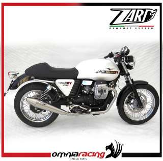 Zard Exhausts Satin Steel Racing Mufflers for Moto Guzzi V7 Cafe Racer 