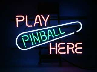 NEW PLAY PINBALL HERE GAME ROOM BEER BAR PUB NEON LIGHT SIGN al0086 