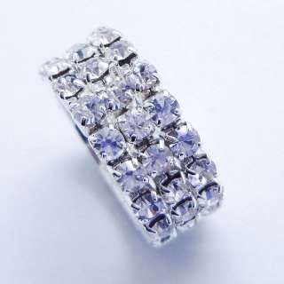 Party Clear Bling Row Rhinestone Crystal Elastic Stretch Jewelry Ring 
