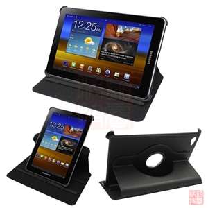 Black Folio Leather Case Cover w/Stand for Samsung Galaxy Tab GT P6800 