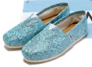 TOMS SHOES BLUE LACE CROCHET SIZE 8.5.  