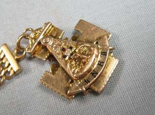 Vtg Masonic Scottish Rite Folding Fob & Chain 10K Gold  