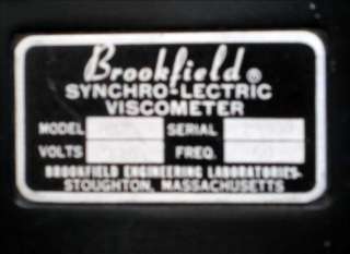 BROOKFIELD ENGINEERING SYNCHROLECTRIC HBT DIAL READING VISCOMETER 