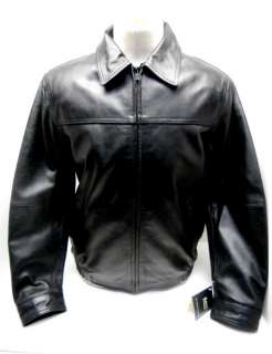 Brand Mens Leather Bomber Jacket Black Size M New With Tags 