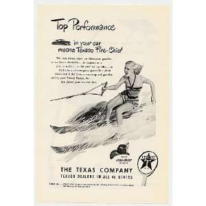  1948 Texaco Gasoline Girl Water Skiing Print Ad (5652 