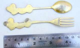 STERLING SILVER GOLD GILDED SPOON FOLK SET MIKE MOUSE 1  