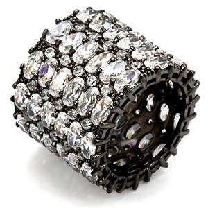    Size 10 Clear Cubic Zirconia Brass Ruthenium Ring AM Jewelry