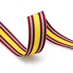  Grosgrain Stripe Ribbon 5/8 Burgundy, Yellow and Grey 10 