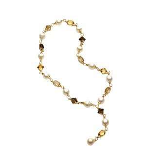   Citrine, Genuine Rutilated Quartz Necklace In 18K Yellow Gold: Jewelry