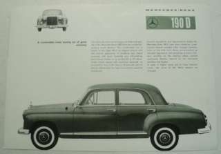 Mercedes Benz 1960 190 D Sales Brochure  