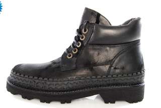 DOLCE & GABBANA Mens Lace Up Boots Shoes CA2836 VINTAGE BLACK LEATHER 