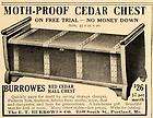 1913 Ad E.T. Burrowes Moth Proof Red Cedar Hall Chest   ORIGINAL 