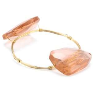  Susan Hanover Designs Peach 2 Stone Wire Wrapped Bangle Jewelry