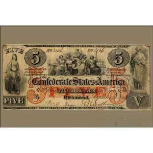  Confederate 5 Dollar Bill   24x36 Poster Everything 