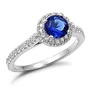  Blue Sapphire CZ Sterling Silver Ring, 8 Jewelry