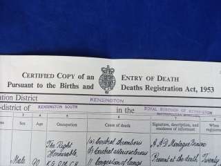 Rare Official Copy Of Sir Winston Churchill Death Certificate Issued 