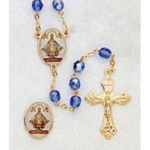 Crystal Rosary   San Juan Lagos   7mm Crystal Beads   21in. Gold Chain 