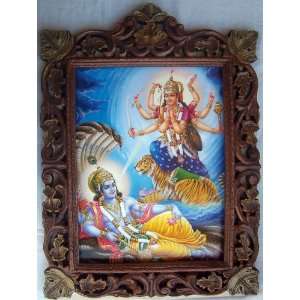  Godess Durga worshiping Lord Vishnu poster painting in 