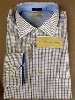 Enzo Montovani Italy Soft White with Blue Check L/S Shirt XXL NEW NIB 