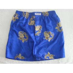   Shorts  Ocean Blue with Large Gold Dragons Design (SIZE XXL 34 36