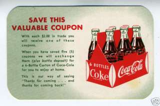 1950s Coupon for Carton of Coca Cola Graphics  