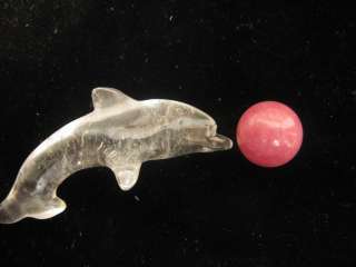 35g dolphin NATURAL QUARTZ CRYSTAL CARVING GEM&JADE BALL  