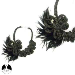   sg paris women necklace necklace 60cm+ext black comb feather: Jewelry