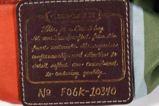 Coach Khaki Signature Canvas Shoulder Bag Handbag Navy Leather 